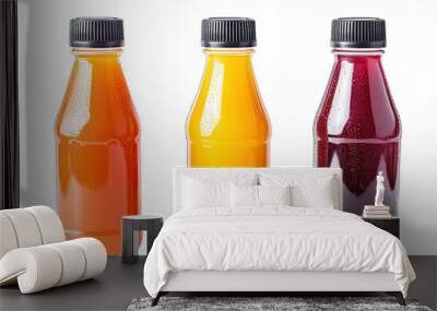 Fruit juice bottles isolated on transparent background generative ai
 Wall mural