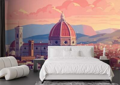 Illustration of Florence City, Italy, World travel  Wall mural