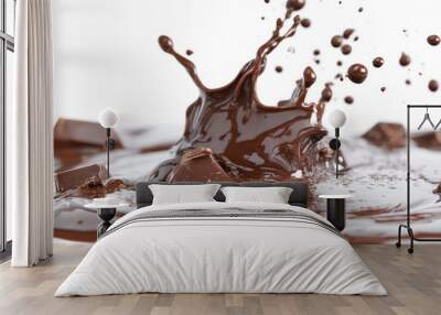 liquid chocolate splash isolated on white background  Wall mural