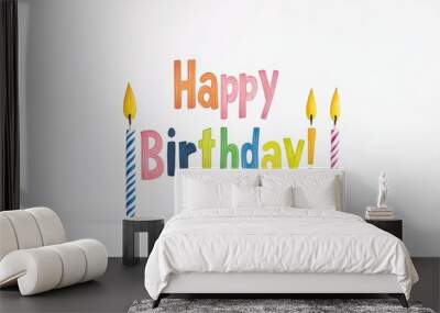 Minimalist birthday card, a large number with birthday candles, white background Wall mural