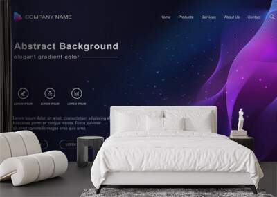 Gradient abstract landing page with dark and colorful space wave background Wall mural