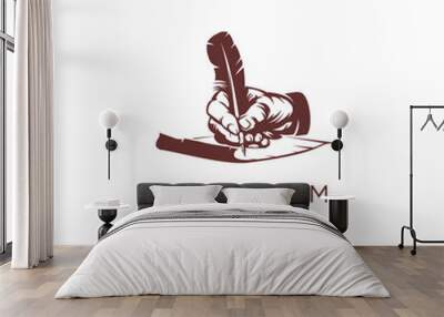 vintage hand writer silhouette logo Wall mural