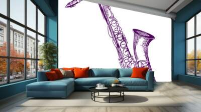 hand drawn classical alto saxophone Wall mural