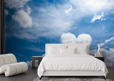 heart cloud on blue sky background. weather or love abstract symbol  with space for text Wall mural