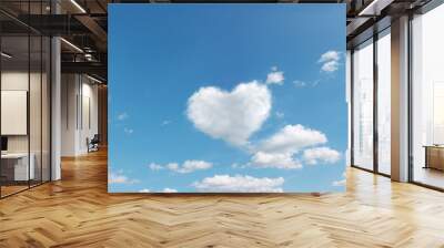 panoramic sky with flying clouds with heart shape. love romantic theme photo in high resolution Wall mural