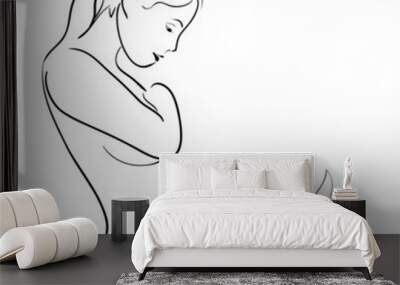 pregnant woman and a tulip Wall mural