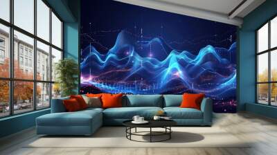 Abstract background with a futuristic design with financial graph data indicator. Wall mural