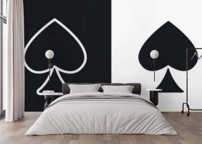 Card-spade vector icon set in black and white filled and solid style Wall mural