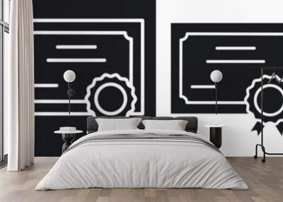 certificate black and white icon set Wall mural