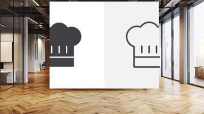 Chef hat vector icon set black filled and outlined style. Wall mural