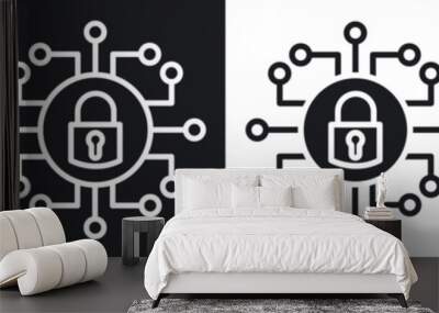 Cyber security icon set. digital system data tech safety vector symbol. computer access lock sign. cybersecurity pictogram. Wall mural