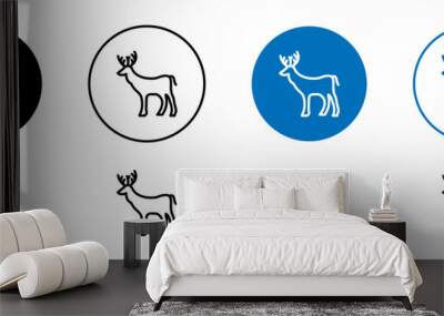 Deer vector icon set in black and blue color. Wall mural