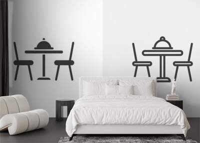 Dining table vector icon set black filled and outlined style. Wall mural