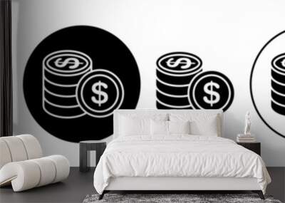 Dollar vector icon set black filled and outlined style. Wall mural