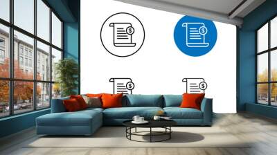 File invoice icon set. File invoice bill account receipt vector symbol in black filled and outlined style. Wall mural