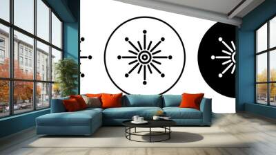 Fireworks line icon set. Firework sparkle Celebrate vector symbol in black and blue color. Wall mural