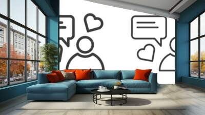 Influencer vector icon set black filled and outlined style. Wall mural