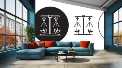 Irrigation vector icon set black filled and outlined style. Wall mural