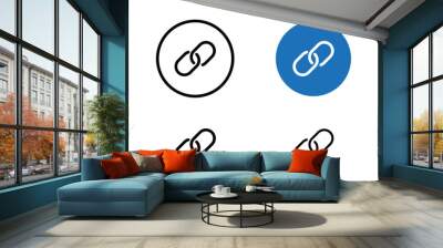 Link line icon set. Web hyperlink symbol in black and blue color. Wall mural