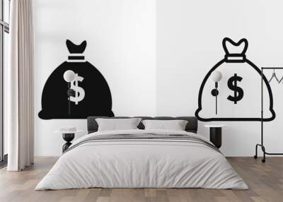 Money bag vector icon set. Wall mural