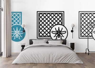 Mosquito net vector icon set in black and blue colors Wall mural