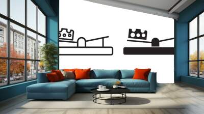 Mouse trap thin line icon set Wall mural