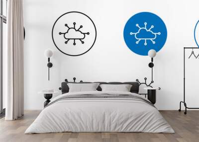 Network cloud icon set. internet cloud technology vector symbol. software cloud api sign in black and blue color. Wall mural