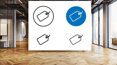 Price Tag line icon set. Special Discount offer label vector symbol in black and blue color. Wall mural