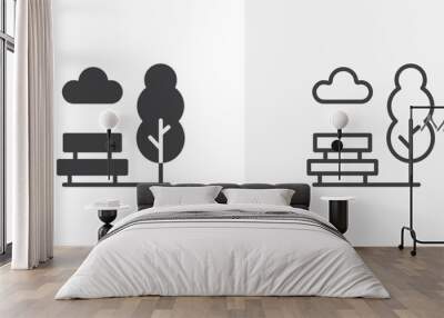 Public place black vector icon set Wall mural