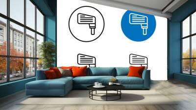 Putter line icon set. Golf stick line symbol in black and blue color. Wall mural