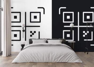 Qr code icon set. scan qrcode pictogram in black filled and outlined style. Wall mural