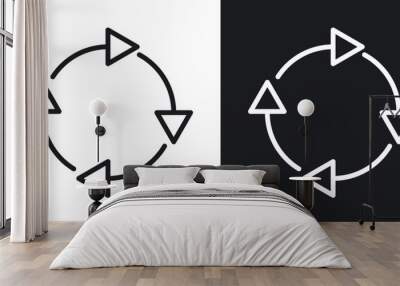 Recycle icon set. waste material reuse arrow vector symbol. recycle paper package arrow sign in black filled and outlined style. Wall mural