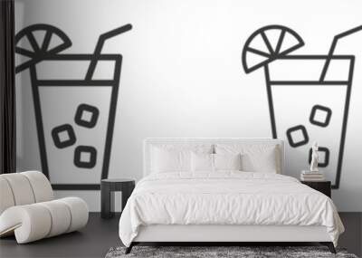 Refreshing cold drink vector icon set black filled and outlined style. Wall mural