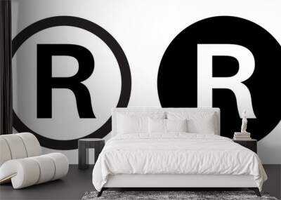 Registered trademark vector icon set black filled and outlined style. Wall mural