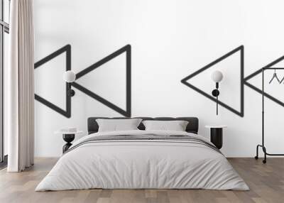 Rewind vector icon set in black stroke and solid style Wall mural