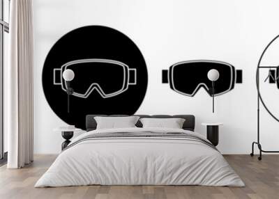 Ski goggles vector icon set black filled and outlined style. Wall mural