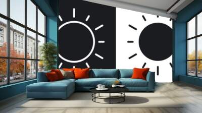 Sun icon set. summer sun light vector symbol. sunshine sign. sunny day icon. daytime sunbeam or sunray symbol in black filled and outlined style. Wall mural