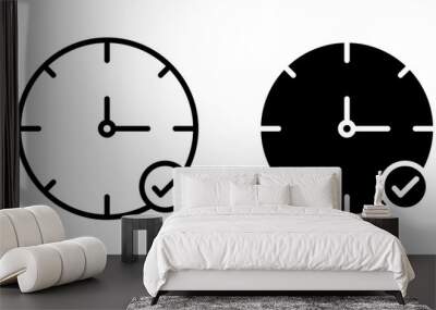 Time check vector icon set. correct time icon. realtime check symbol in black and blue color. Wall mural