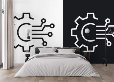 Transform icon set. business fintech system vector symbol. engineering skill evolution sign. digital data technology icon in black filled and outlined style. Wall mural