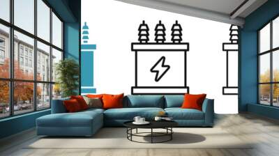 Transformer vector icon set in black and blue colors Wall mural