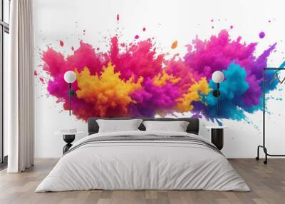 Bright colorful watercolor splash splatter stain brush strokes on white background. Modern vibrant aquarelle spot. Aquarelle explosion on white. Element. Vector watercolor illustration isolated design Wall mural