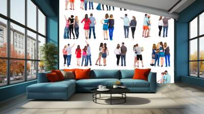 collection back view of group people . set rear view person team isolated over white. Wall mural