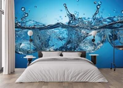 Beautiful line of splashing water with space for inscriptions. generative ai   Wall mural