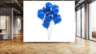 Blue balloons isolated on transparent background Wall mural