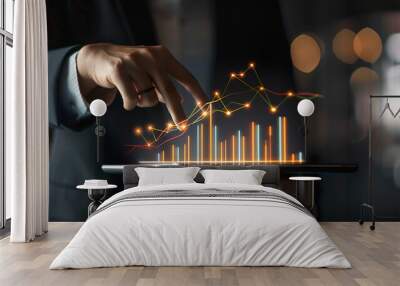 Businessman plan graph growth and increase chart, generative AI Wall mural