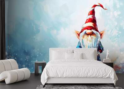 Digital painting watercolor 4th of July gnomes Wall mural