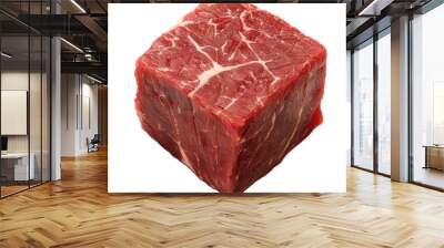 Meat beef cubes isolated on transparent background Wall mural