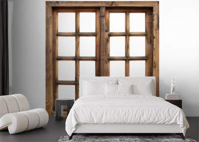 Natural wooden window Isolated on white background Wall mural