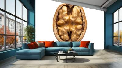 Peeled walnut isolated on transparent background Wall mural