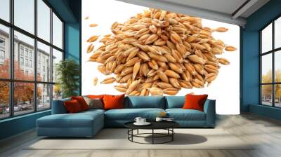 Pile of wheat grains isolated on transparent background Wall mural